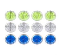 Round Level 32mm Bubble Level for Precision Measuring, Acrylic Circular Level with Fluorescent Yellow-Green/Blue/White Bubbles, 12-Piece Set