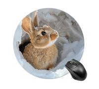 Round Light Brown Rabbit Mouse Pad Non-Slip Rubber Base Waterproof Mouse Mat Travel Portable Gaming Mousepad for Office Work Home Computer Laptop Personalized Accessory