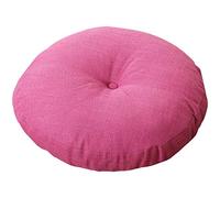 Round Linen Floor Cushion - Solid Color Chair Pad for Japanese Meditation Thick Large Pouffe Removable CottonPillow 60cm (24") Rosa Seat Cushion