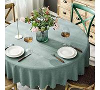 Round Linen Tablecloth 100cm Stain Resistant Polyester Table Cloth Waterproof Spillproof Decorative Circular Table Cover Washable for Dining Parties