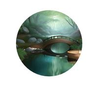 Round Little Bridge in The East Pattern Magnets 2.2 in - Acrylicï¼Œ Strong & Non Scratch for Fridge,Locker,Office & Kitchen Deco