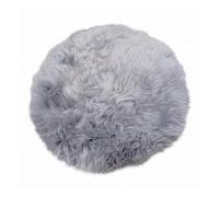 Round Long Wool Sheepskin Seat Pad 34 cm - Soft Natural Wool Surface for Seating Comfort - Genuine Shearling Cushion with Suede Backing, Chair Pad for Dining Chairs, Stools & Benches - Steel Grey