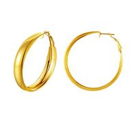 Round Loop Earrings For Girls Gold Minimalist Circular Earring 9MM Wide 40MM Diameter Present For Mother 18K Gold Plated Stainless Steel Basic Office Lady Jewellery Big Hoop Earring (Gift Package)