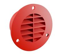 Round Louvre Vent 35mm Red - ABS Plastic Air Vent Cover with Flange | Rain-Shedding Angled Louvres | 3-Hole Screw-Fix Mounting | Push-In Spigot | 3D Printed in the UK