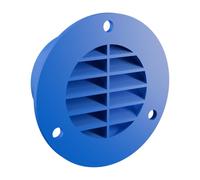 Round Louvre Vent 45mm Blue - ABS Plastic Air Vent Cover with Flange | Rain-Shedding Angled Louvres | 3-Hole Screw-Fix Mounting | Push-In Spigot | 3D Printed in the UK
