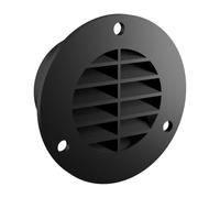 Round Louvre Vent 57mm Black - ABS Plastic Air Vent Cover with Flange | Rain-Shedding Angled Louvres | 3-Hole Screw-Fix Mounting | Push-In Spigot | 3D Printed in the UK