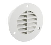 Round Louvre Vent 76mm White - ABS Plastic Air Vent Cover with Flange | Rain-Shedding Angled Louvres | 3-Hole Screw-Fix Mounting | Push-In Spigot | 3D Printed in the UK
