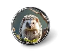 Round Lovely Hedgehog Brooch Classic Mini Pin 1 Inch Aluminum Alloy Lapel Pin Personalized Button Badge for Backpack Hat Suit Jacket Clothing Decoration