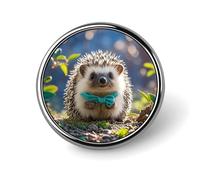 Round Lovely Hedgehog Brooch Classic Mini Pin 1 Inch Aluminum Alloy Lapel Pin Personalized Button Badge for Backpack Hat Suit Jacket Clothing Decoration