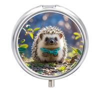 Round Lovely Hedgehog Pill Organizer Pill Box 3 Compartment Portable Travel Medicine Case Daily Mini Compact Medicine Container Storage Vitamin Supplement Dispenser