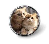 Round Lovers Cat Brooch Classic Mini Pin 1 Inch Aluminum Alloy Lapel Pin Personalized Button Badge for Backpack Hat Suit Jacket Clothing Decoration