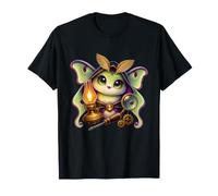 Round Luna Moth Antique Lamp Repair Mascot Arched Portrait T-Shirt