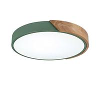 Round Macaron LED Ceiling Light, Modern Wood Ceiling Lamp Flush Mount Ceiling Lighting for Children's Room, Living Room, Bedroom, Hallway,Green+Cool White-30cm 18W