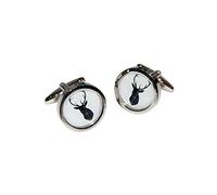 Round Mackenzie Tartan Stag Design Cufflinks Presented in a Box