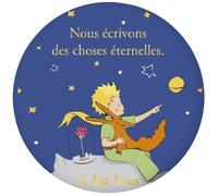 Round Magnet Little Prince - The Little Prince Sitting with His Fox and Rose and Making Projects with Them - Size 5.5 cm