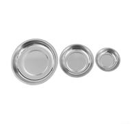 Round Magnetic Parts Tray Set 3in 4in 6in Stainless Steel Bowl with Strong Base Magnet and PVC Bottom Scratch Protection Compatible with Compatible(B)