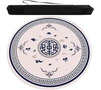 Round Mahjong Mat，Table Cover for Mahjong， Foldable Mahjong Table Game Mat 23.62-55.12 Inches Polyester Rubber Backing Blue Beige Brown Pack of 1(Beige,39.37x39.37 in)