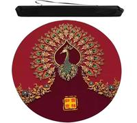 Round Mahjong Mat，Table Cover for Mahjong， Peacock Print Mahjong Mat With Carrying Bag In Blue Multiple Sizes(23.62x23.62in)
