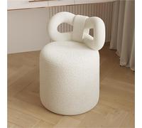 Round Makeup Stool with Backrest, Padded Vanity Chair, Butterfly Back Design, Cute Manicure Stool for Bedroom, White, One Size, Ideal for Dressing Tables