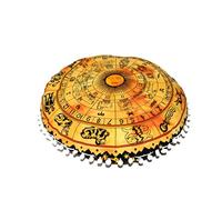Round Mandala Floor Pillow Cover 22 Inch, Bohemian Ottoman Pouf Cover, Decorative Indian Meditation Cushion Cover, Boho Seating Throw Pillow Case for Living Room Bedroom Yellow zodiac