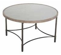 Round Mango Wood Coffee Table with Metal Base