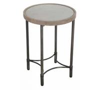 Round Mango Wood Lamp Table with Metal Base