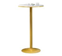 Round Marble Bar Table - Gold Base Easy-Assembly Bistro Set for Kitchen, Cafés & Dessert Shops (Stable Pub Height)