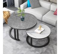 Round Marble Coffee Table Set of 2 | Nesting Side Tables for Living Room & Home Office | Modern Design Versatile Use Stylish Décor