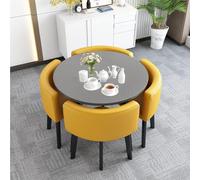 Round Marble Dining Table Set for 4-80x80cm Ergonomic Office Desk Space-Saving Conference & Cafe Furniture Stylish Home & Commercial Use