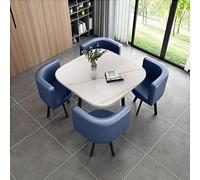 Round Marble Dining Table Set for 4 with Chairs Elegant Office Reception Desk & Chair Combo Stylish Lounge & Living Room Furniture