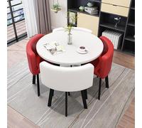 Round Marble Dining Table Set for 4 with Chairs - Stylish Office Reception Desk and Chair Combo Ideal for Lounge and Living Room Decor