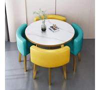 Round Marble Dining Table Set for 4 with Elegant Chairs Reception Desk & Living Room Furniture for Dining Lounge & Meeting Spaces.