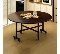 Round Marble Folding Dining Table Extendable Mobile Kitchen Table with Lockable Wheels 39" Space-Saving Dining Room & Living Room Furniture Versatile & Stylish Design