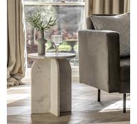 Round Marble Side Table White - Amalfi - Caspian House