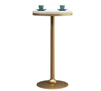 Round Marble Top Bar Table Stylish Coffee Table for Living Room & Balcony Easy Assembly Metal Base Side Table Modern Design for Shopping Malls & Home Use
