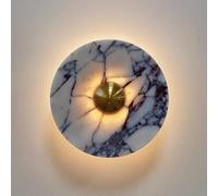 Round Marble Wall Lamp, Ultra-Thin Natural Stone Wall Light, Bedside Wall Sconce, Modern LED Wall Lamps - 9W - 3000K, Nordic Minimalist Wall Lights for Bedroom, Living Room