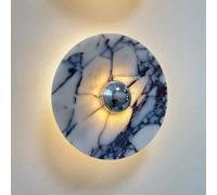Round Marble Wall Lamp, Ultra-Thin Natural Stone Wall Light, Bedside Wall Sconce, Modern LED Wall Lamps - 9W - 3000K, Nordic Minimalist Wall Lights for Bedroom, Living Room