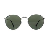Round Metal Sunglasses In Matte Gunmetal / Crystal Green