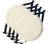 Round Memory Foam Chair Pads Set of 4NonSlip Kitchen Seat Cushs with Washable Covers & Ties for Dining Room Bistro Patio Office (50cm Color1)