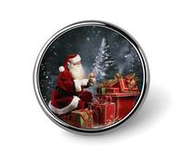 Round Merry Christmas Santa's Gift Lapel Pin Metal Custom Pins Personalized Decoration Lapel Badge Small Brooch Hat Shirt Tie Sweater Clothes Accessories Decoration for Men Women