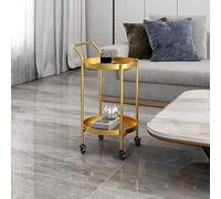 Round Metal Bar Cart - Mini Drinks Trolley with Wheels Slim Beverage Storage Decorative Serving Rack & Side Table for Home & Party Use