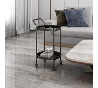Round Metal Bar Cart - Mini Rolling Drinks Trolley with Wheels Slim Beverage Storage & Decorative Serving Rack Stylish Side Table for Home & Party Use
