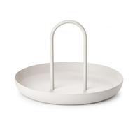 Round Metal Decorative Tray Round Tray Aluminum Alloy with ABS Handle | Round Tray for Serving Display Tray 7.87×5.11in for Candles Perfume and Small organisers Home Decor Centerpiece