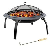 Round Metal Fire Pit Set with Spark Screen - Ideal for Outdoor Gatherings and Patio Ambiance