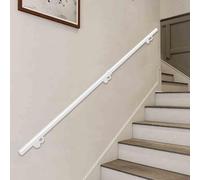 Round Metal Handrail for Stairs Indoor Outdoor Steps, Wrought Iron Staircase Banister Railing Support Kit, 60cm 80cm 1m 1.2m 150cm 1.8m 2m 2.4m 3m 3.6m 4.2m Stairway Railing(8ft/240cm)