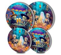 Round Metal Hob Covers, Halloween Art Kitchen Dining Room 4 Pieces Electric Stove Top Burner Plates Gas Series Home Kitchen Utensils Accessories,Modern Hob Top Burner Worktop Savers