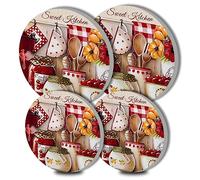 Round Metal Hob Covers Rustic Farmhouse 4-Piece Sweet Stove Plate Cooker Hob Covers for Electric Cookers Top Burner Gas Range Oven Protector Kitchen Tools Accessories Modern Cooktop Kitchen Decor