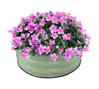 Round Metal Planter 23.6" x 11", Galvanized Steel Flower Pot with Wavy Design & Open Base, Large Capacity Garden Container for Vegetables, Herbs, Flowers, Includes Gloves & Edge Protector, Light Green