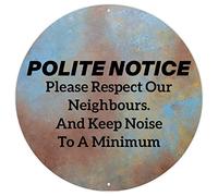 Round Metal Sign Polite Notice Please Respect Our Neighbours Retro Style Metal Tin Sign Bible Verse Religious Jesus Rustic Farmhouse Sign for Kid Room Living Room 12x12in
