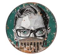 Round Metal Tin Sign Rustic Wall Decor May Her Memory Be A Revolution Poster, Ruth Bader Ginsburg Portrait Poster, RBG Quotes Wall Art, Women Rights Canvas, Notorious RBG Print Suitable 12x12 Inch